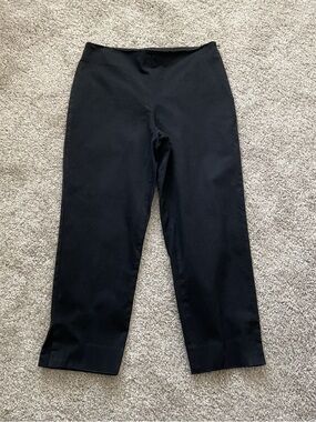 Gunex Pants Italy Woman’s Cropped Black Cotton Blend Side Zip Size 40 US 8